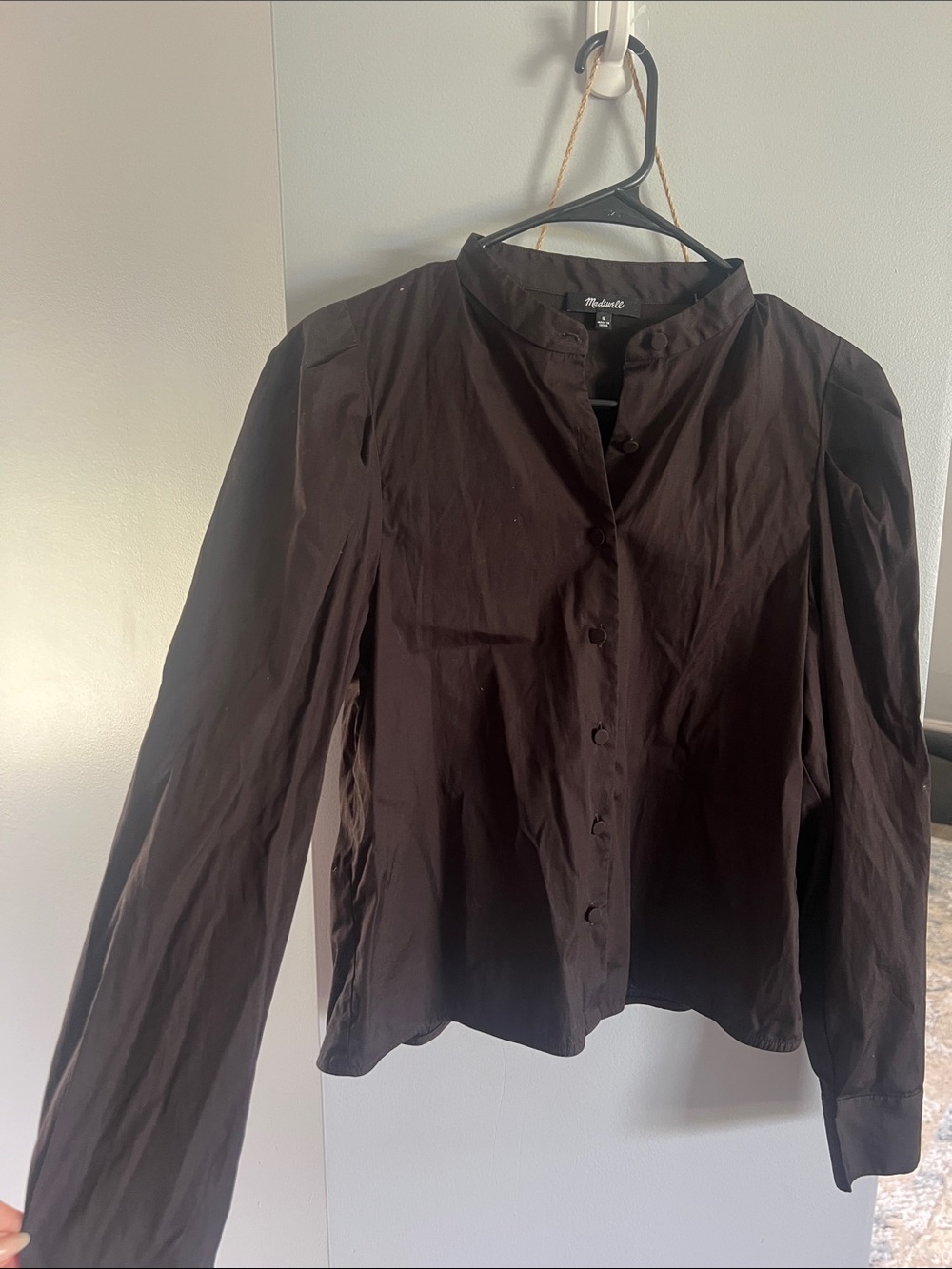 Madewell Dark Brown Button-Front Collared Blouse 100% cotton